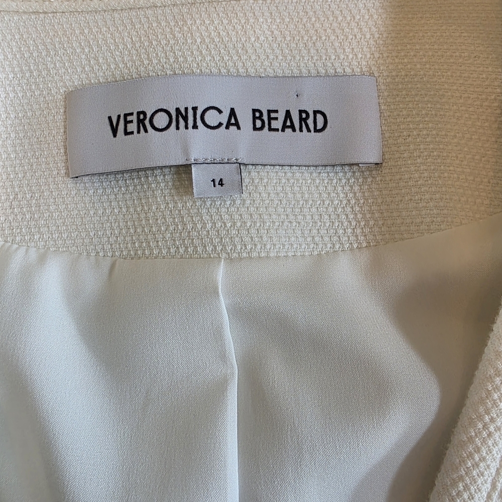 Veronica Beard Isola Stretch Cotton Blend Jacket- Size 14- Off White - Picture 10 of 14